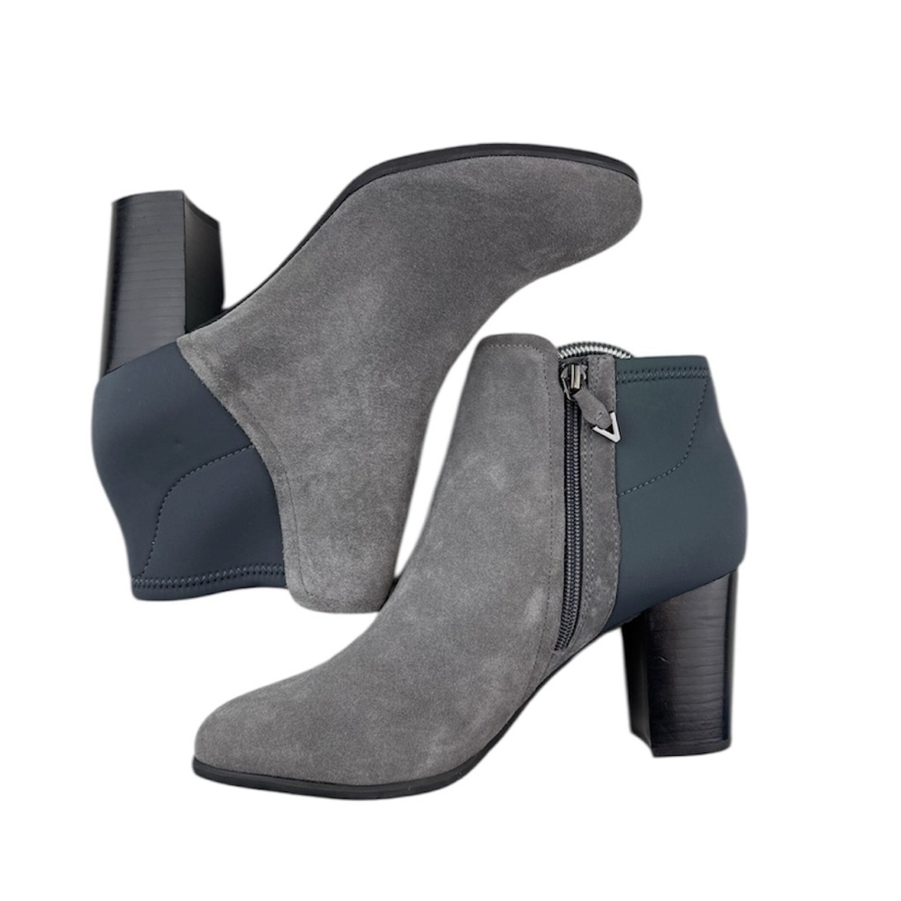 Vionic Whitney Suede Neoprene Comfort Sole Heeled Ankle Boots Size 9